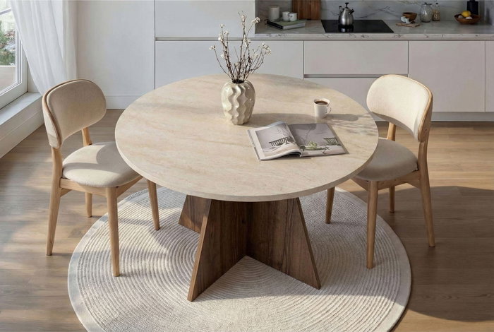 Nordure Mesa de Comedor Travertino y Venezia Walnut Nordure Mesa de Comedor Travertino y Venezia Walnut